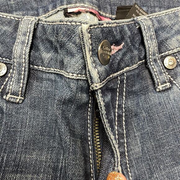 Harley Davidson Motorcycles Blue Jeans Size 4 Vintage Bling Sewn Biker Girl - Picture 6 of 11